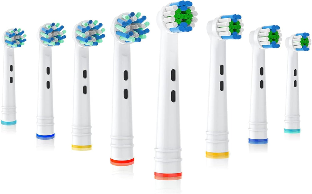 Toothbrush Replacement Heads Fit for Oral B Braun Electric Toothbrushes, 8pcs, 4 Heads for Cross Action, 4 Heads for Daily Clean, Repuesto for Type 3756 3757 3765 4729 4731