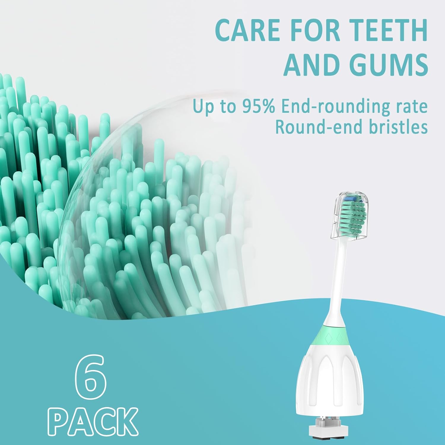 Replacement Toothbrush Heads for Philips Sonicare E-Series Essence Xtreme CleanCare and Other Screw-on Electric Brush Head Multi-Color Rings 6 Packs