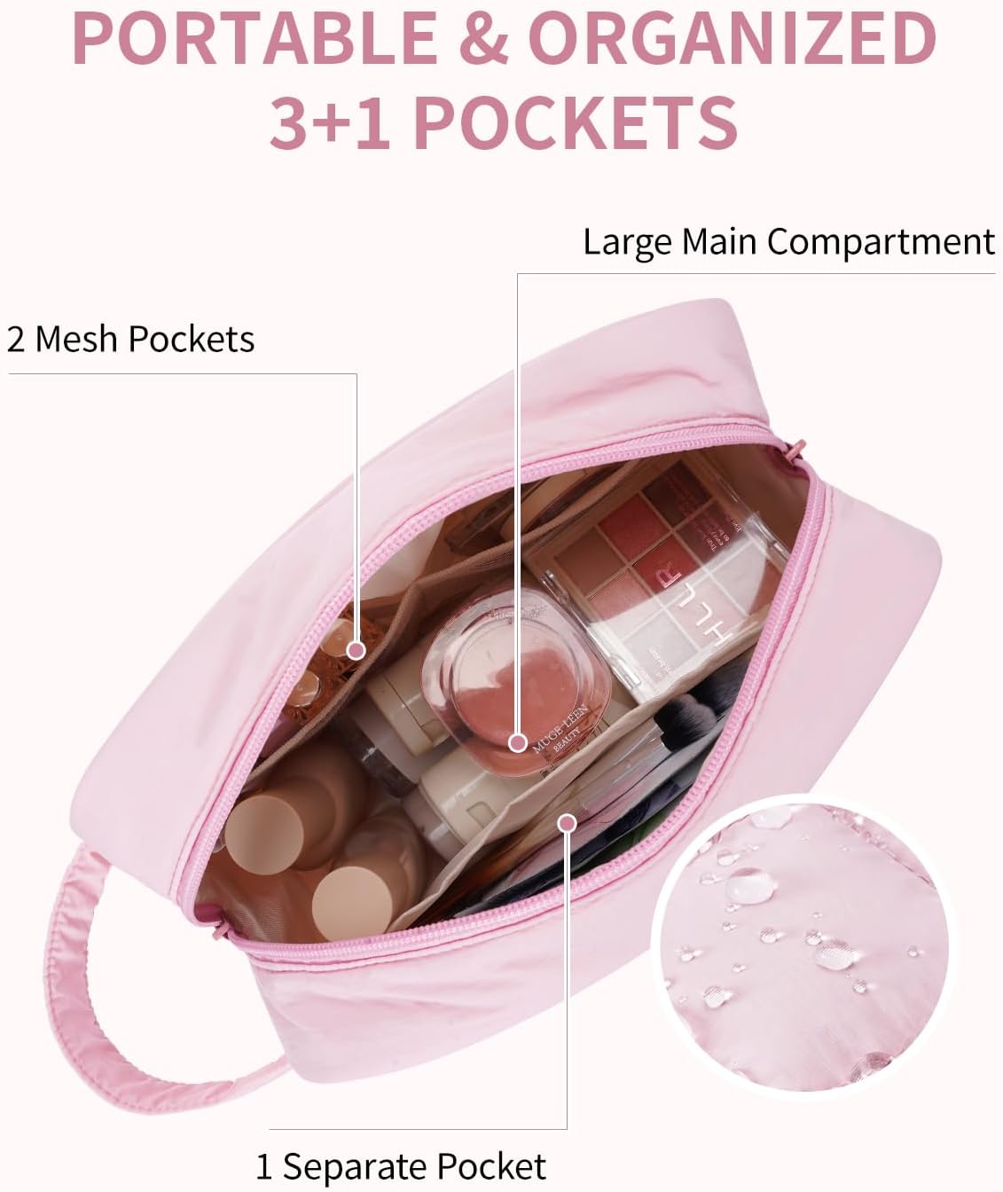 Narwey Puffy Travel Toiletry Bag for Traveling Women Girl, Travel Bag for Toiletries, Cute Travel Makeup Bag Organizer, Quilted Cosmetic Bag Make Up Skincare Medicine Bags