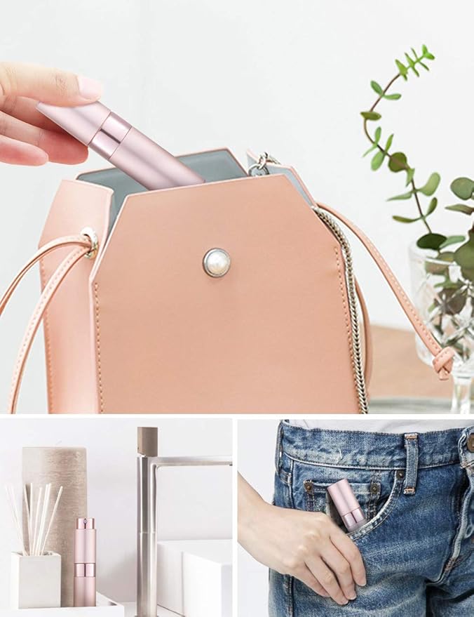 LISAPACK 8ML Atomizer Perfume Spray Bottle for Travel (3 PCS) Empty Cologne Dispenser, Portable Sprayer (Pink)