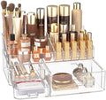 Makeup Organizer for Vanity, Acrylic Large Desk Organizer with Drawers, Ideal Vanity Holder for Cosmetics, Lipsticks, Nail Polish, Skincare, Countertop, Bathroom, Dresser