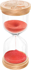 10 Minute Sand Timer, Wooden Hourglass Sand Clock, Small Wood Red 10 Min Hour Glass, Sandglass for Brushing Teeth, Reloj De Arena, Classroom, Game, Kitchen, Home, Office