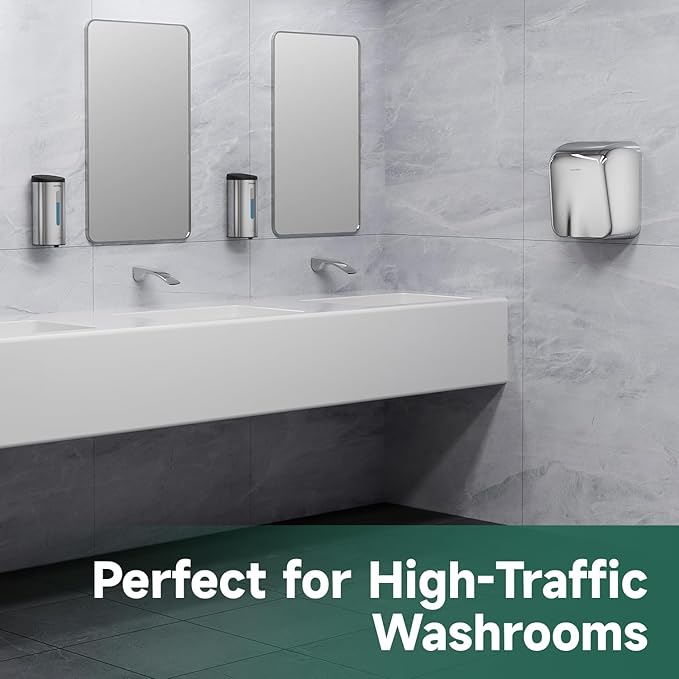 Automatic Foaming Soap Dispenser Wall Mounted 25oz (750ml) Polished Stainless Steel with Sturdy Metal Mounting Plate Commercial Touchless