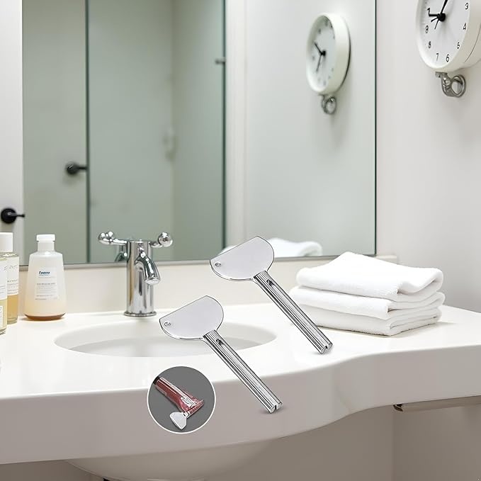 3Pcs Silver Stainless Steels Metal Tube Squeezer Keys Salon Toothpaste Tube Squeezers Toothpaste Roller,Rolling Toothpaste Squeezer,Bathroom Safety, Aids and Accessories