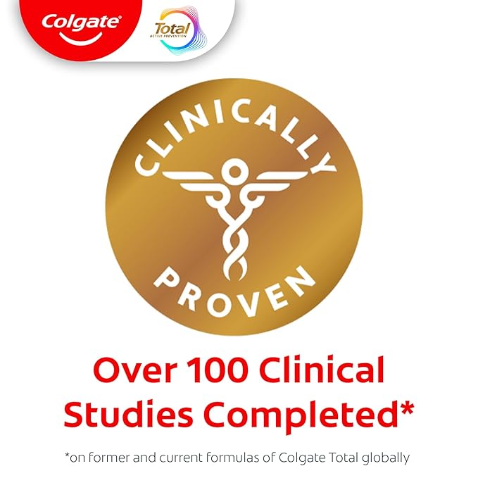 Colgate Total Whitening Toothpaste Paste, 5.1 oz, 4 Pack, Fluoride, Antibacterial, for Plaque, Gingivitis, Sensitivity, Stain Removal, Clinically Proven, Mint, Teeth Whitening, Stannous Fluoride