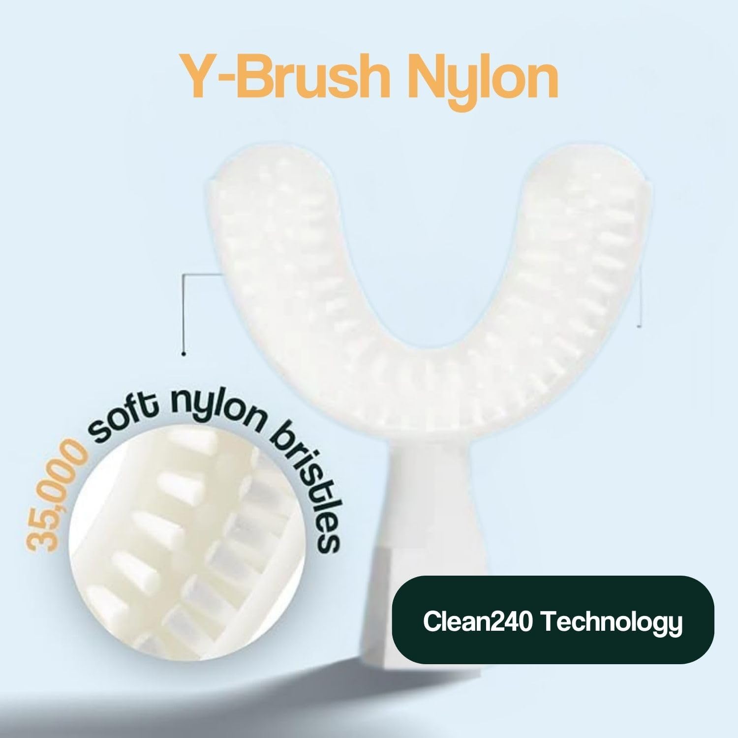 Y-Brush New Clean240 Brush Head (Replacement) - Adult 12+ (Brush Head for Ultra, Essential, DuoBrush - White) Y-Shaped Brush - Flexible - to Be Replaced Every 4 Months