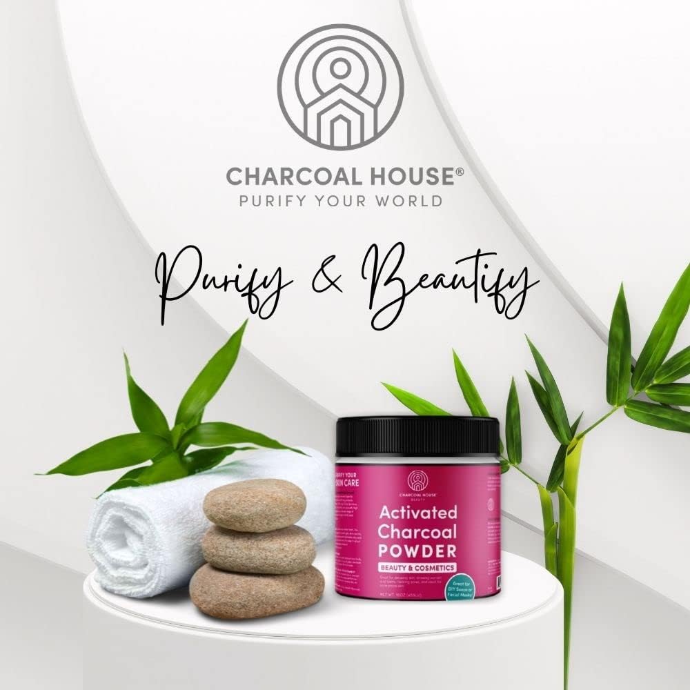 Charcoal House Activated Bamboo Charcoal Powder Food Grade - Beauty & Cosmetics - Use in Skin Care, Body Scrub, Facial Cleanser, Face Wash and More - Great for Teeth & Soap Making - 6 oz