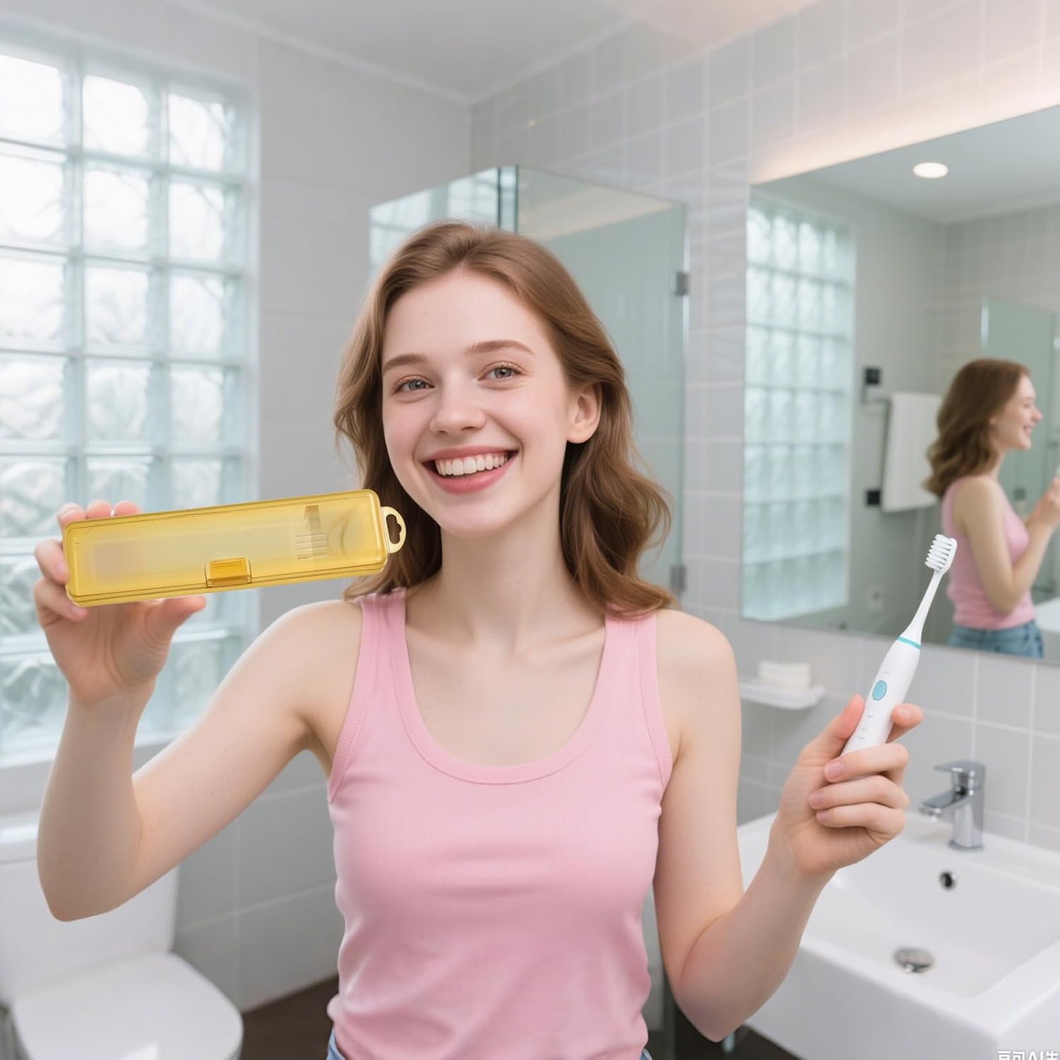 2 Pack Toothbrush Holders Travel Case,Toothbrush Holders for Travel 7.9 x 1.8 x 1.1 In,Portable Plastic Toothbrushes Travels Holder with Secure Seal, Yellow & Green