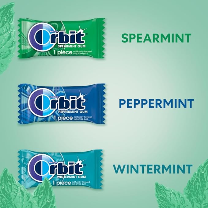 ORBIT Peppermint, Spearmint, & Wintermint Assorted Sugar Free Chewing Gum Bulk Pack, 13.4 oz 200-Piece Bag