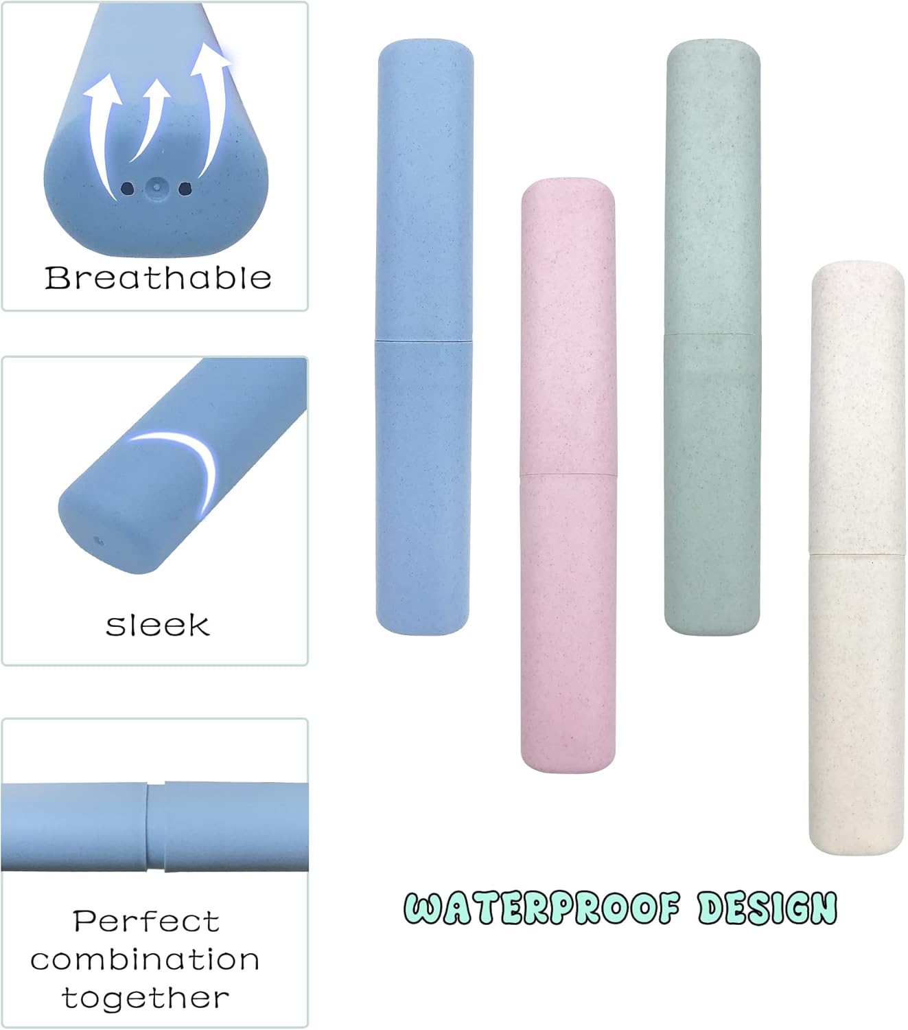 SietDESEO 4 Pack Toothbrush Travel Case, Portable Breathable Toothbrush Holder for Travel, Business, Camping, School