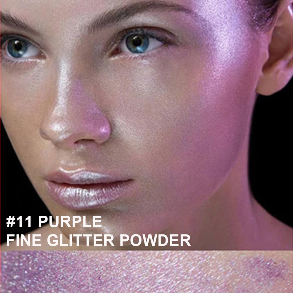 Purple Glitter Spray for Face and Body, Rich Color Loose Shimmer Powder Long Lasting Sparkly Spray High Gloss Makeup for Women Rave Festival Prom Stage Wedding Party, #11