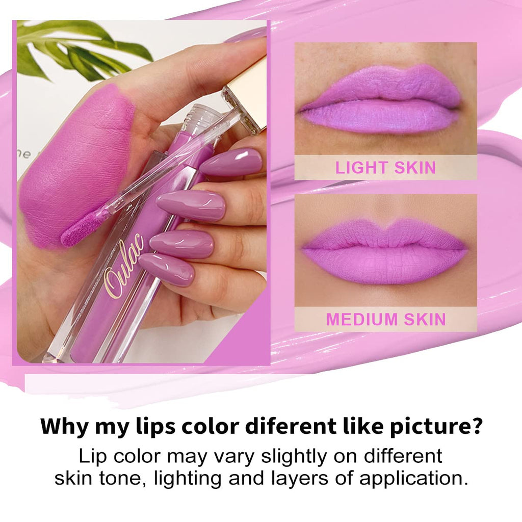 Oulac Pink Matte Lipstick Set for Women，Purple, Orange Lip Stain Long Lasting Waterproof, No Transfer, Creamy High Pigmented Formula with Rose Oil, Vegan & Cruelty-Free (M06+M07+M14)