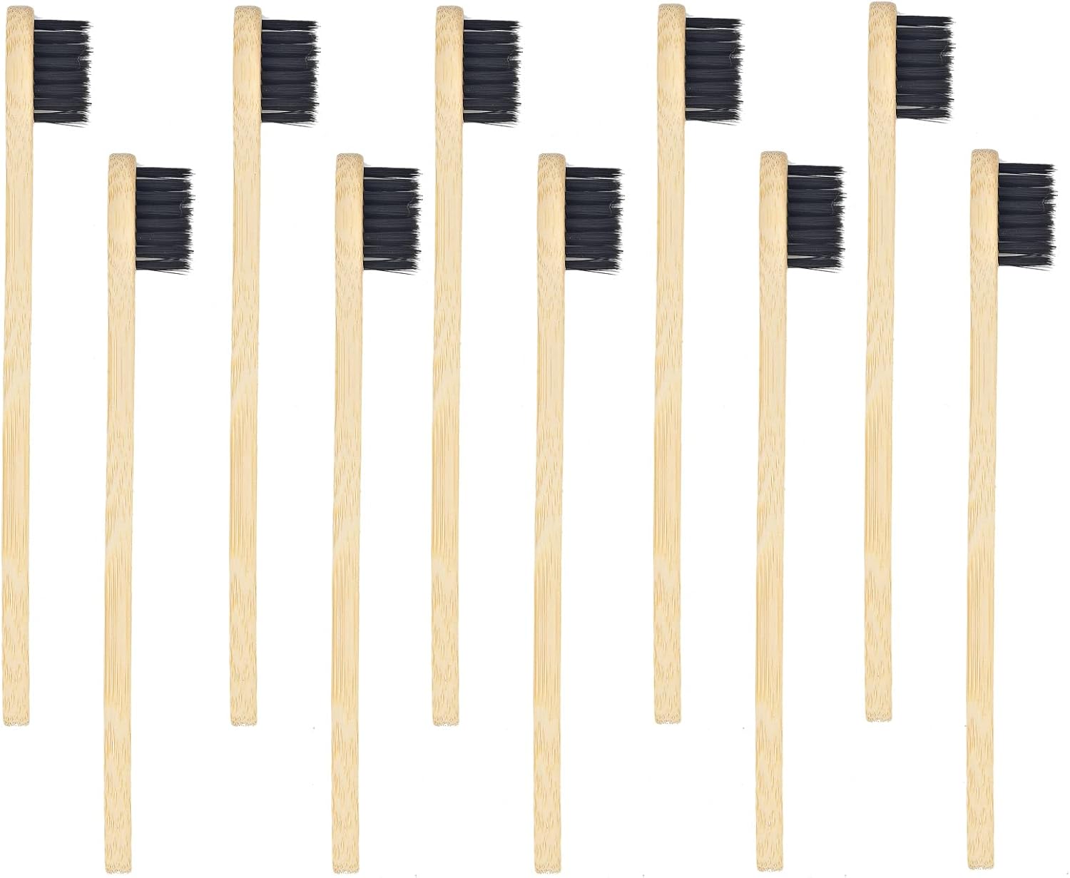 SEVENHEAD 10 PCS Kids Bamboo Toothbrushes Soft Bristles Wooden Toothbrushes, Natural Biodegradable BPA Free Eco Friendly Toothbrushes Black