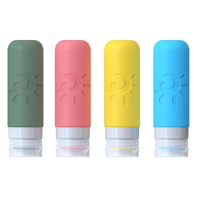 Travel Bottles for Toiletries, TSA Approved Travel Containers 3oz Leak Proof Travel Tubs Refillable Liquid Travel Accessories for Shampoo Conditioner Lotion Body Wash(Multicolored F)