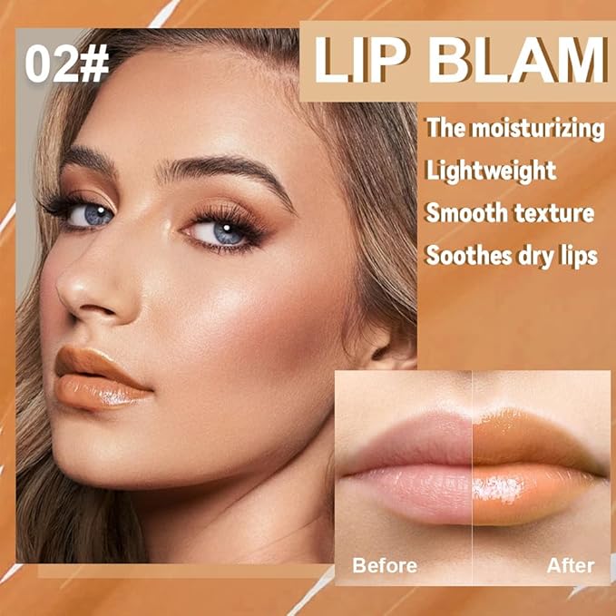 Summer Glow Reviver Lip Balm Butter Lip Gloss, Melting Lip Serum, Ultra-Hydrating Natural Vegan Lip Balm, Sheer-Tinted Shine & Hydration, Soothes & Softens Dry Lips (Light Brown)