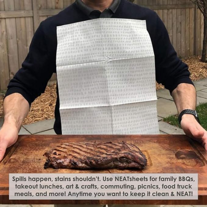 Disposable Bibs for Adults, Kids & Elderly Senior | Adhesive Tab Napkins for Eating, Personal Use, Home Care & Business | Spill Absorbent, Stain/Liquid Repellent | Grey Dot, 20 Count