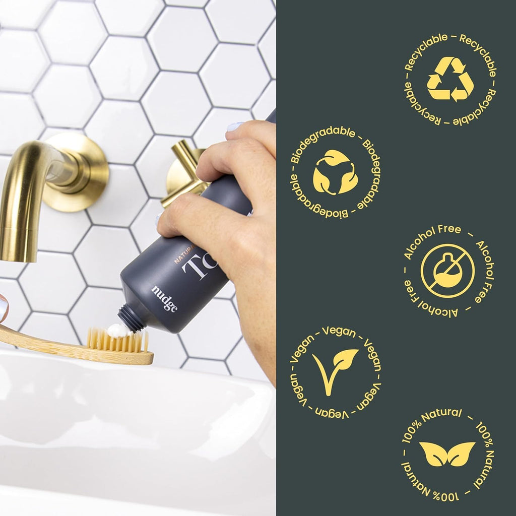 Nudge Toothpaste Variety Pack, 10% Nano Hydroxyapatite, Natural Mint, Orange, and Watermelon, Fluoride Free, SLS Free, Remin+ Formula, 3 x 4 oz Tubes