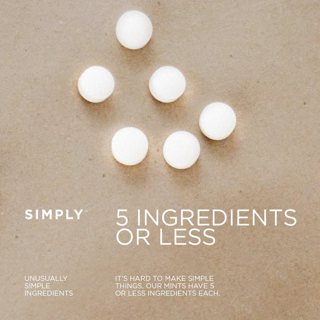 SIMPLY Mints | Variety Pack - Peppermint, Ginger, Cinnamon | Pack of Six (180 Pieces Total) | Breath Freshening + Aspartame-Free + Vegan + non-GMO