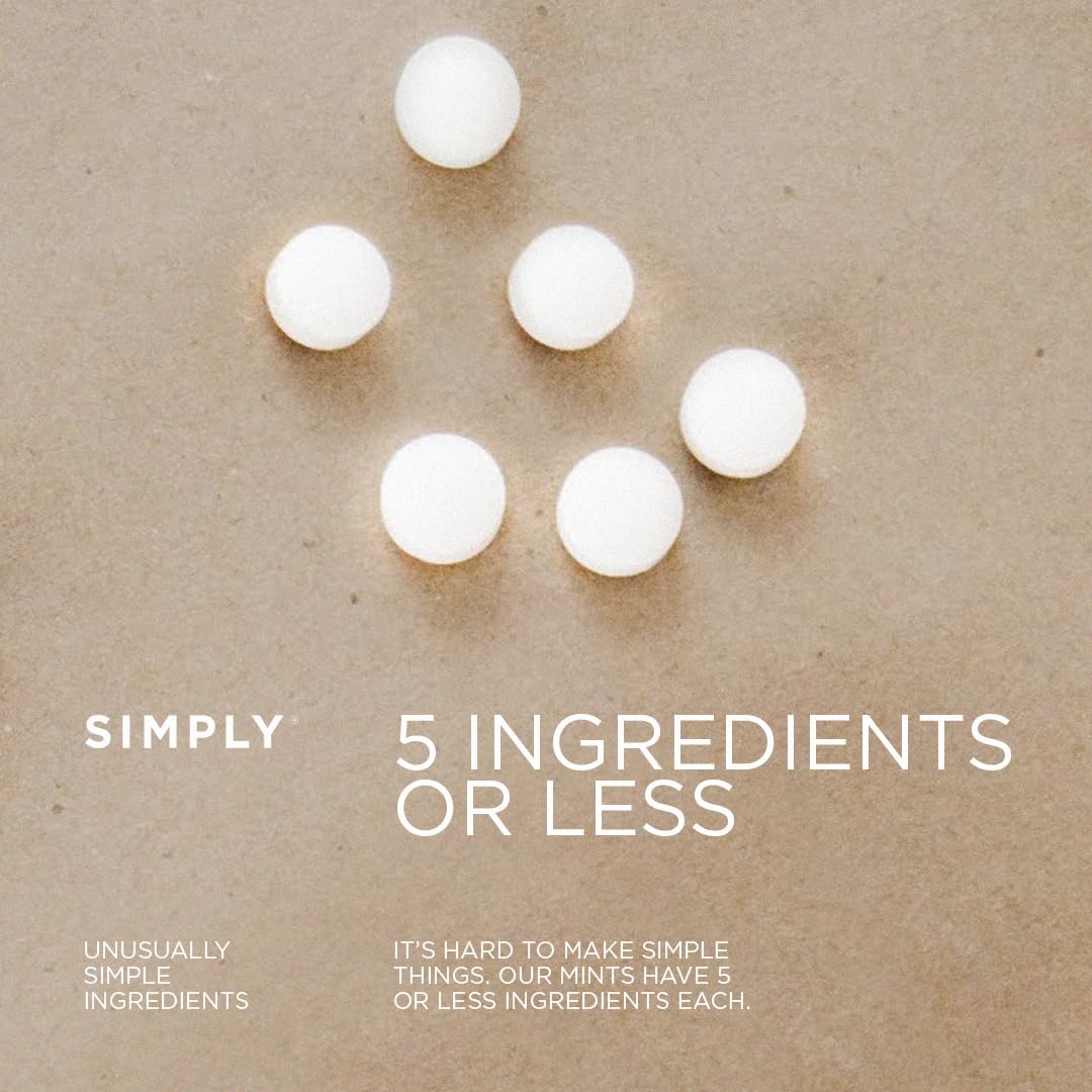 SIMPLY Mints | Variety Pack - Peppermint, Ginger, Cinnamon | Pack of Six (180 Pieces Total) | Breath Freshening + Aspartame-Free + Vegan + non-GMO