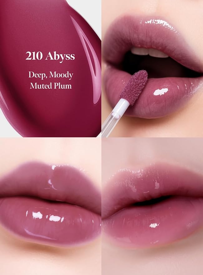 Dew Drop Tint #210 Abyss 4.5g, Glossy, Lightweight Lip Stain, Glass-Like, High Shine, Moisturizing Lip Oil, Long Lasting Color, Hydrating Gloss, Dewy Finish, Korean Beauty Makeup