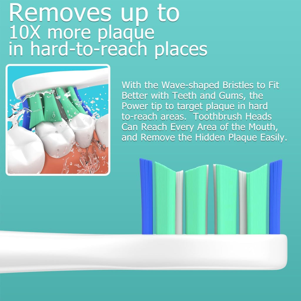 Replacement Heads Compatible with Sonicare Toothbrush, Replacement Brush Head for Philips Sonicare Electric Toothbrush 4100 5100 6100 9900 C2 W3 and More Snap-on Handles White