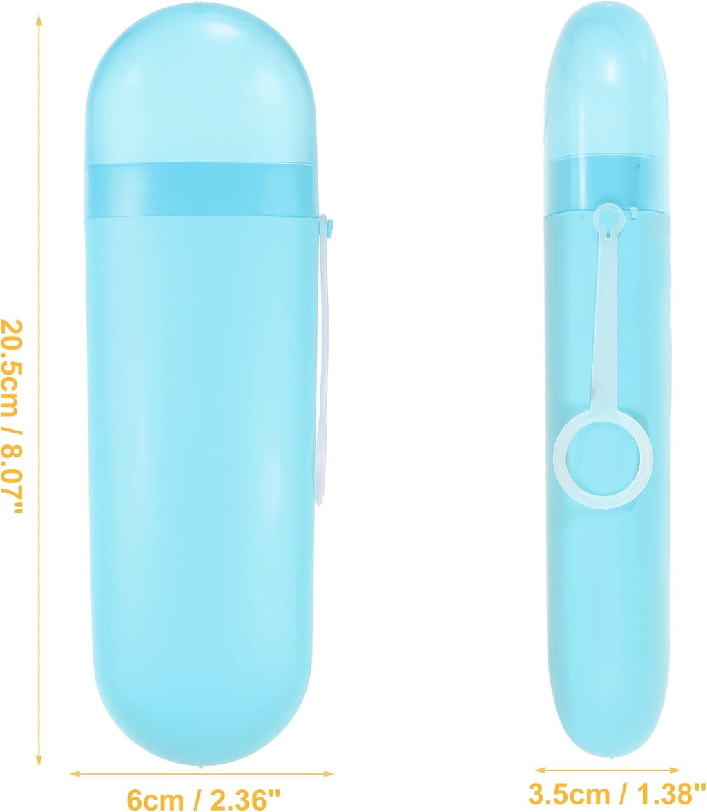 VOCOSTE 1 Pcs, Portable Toothbrush Case with Hook, Plastic, Traveling Toothbrush Holders Case, Travel Business, Blue, 8.07"x2.36"x1.38"