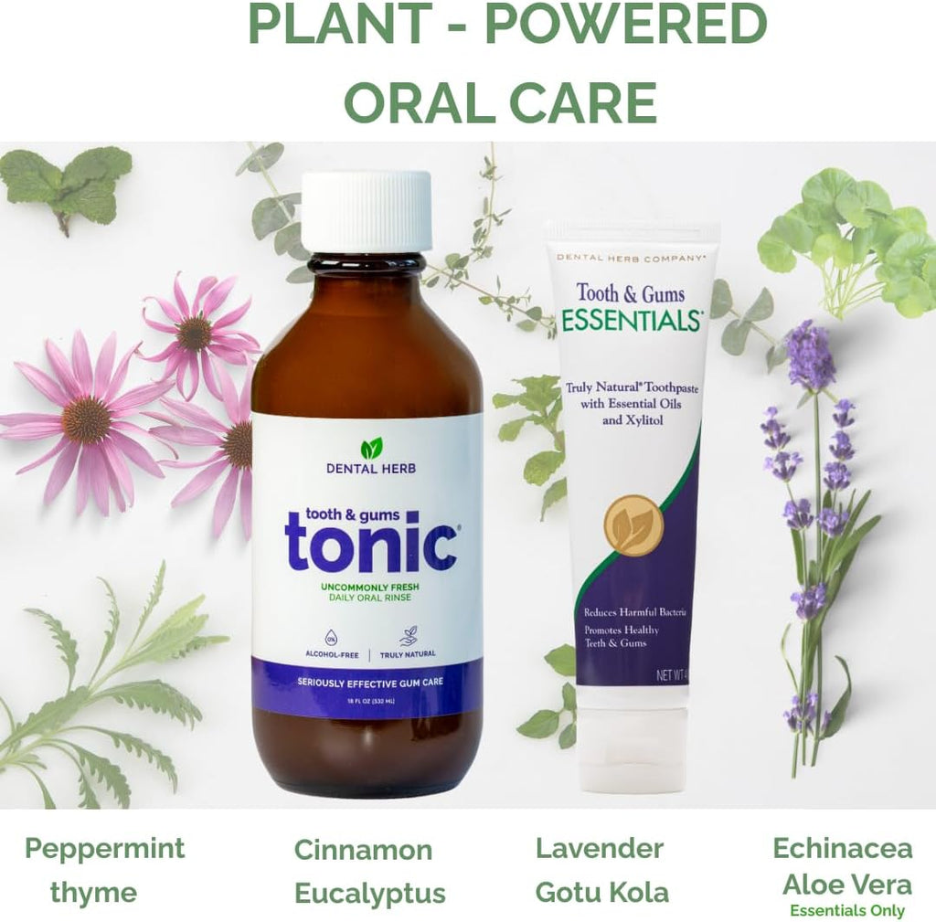 Healthy Gums Starter Kit – Tooth & Gums Tonic (18 oz) + Essentials Toothpaste | Fluoride-Free, Alcohol-Free, Vegan, Plant-Powered Oral Care by Dental Herb Company