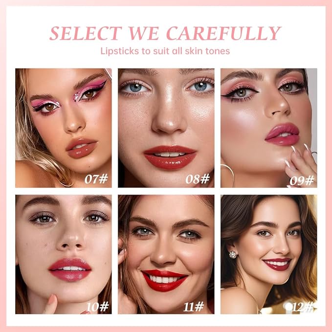 Lip Stain Hydrating High Shine – Lightweight Non-Sticky Glossy Lip Tint, Mirror Shine Moisturizing Lip Makeup for Plump & Full Lips, Long-Lasting Rich Color Lip Glaze, Soft Smooth Lip Gloss 7# to 12#