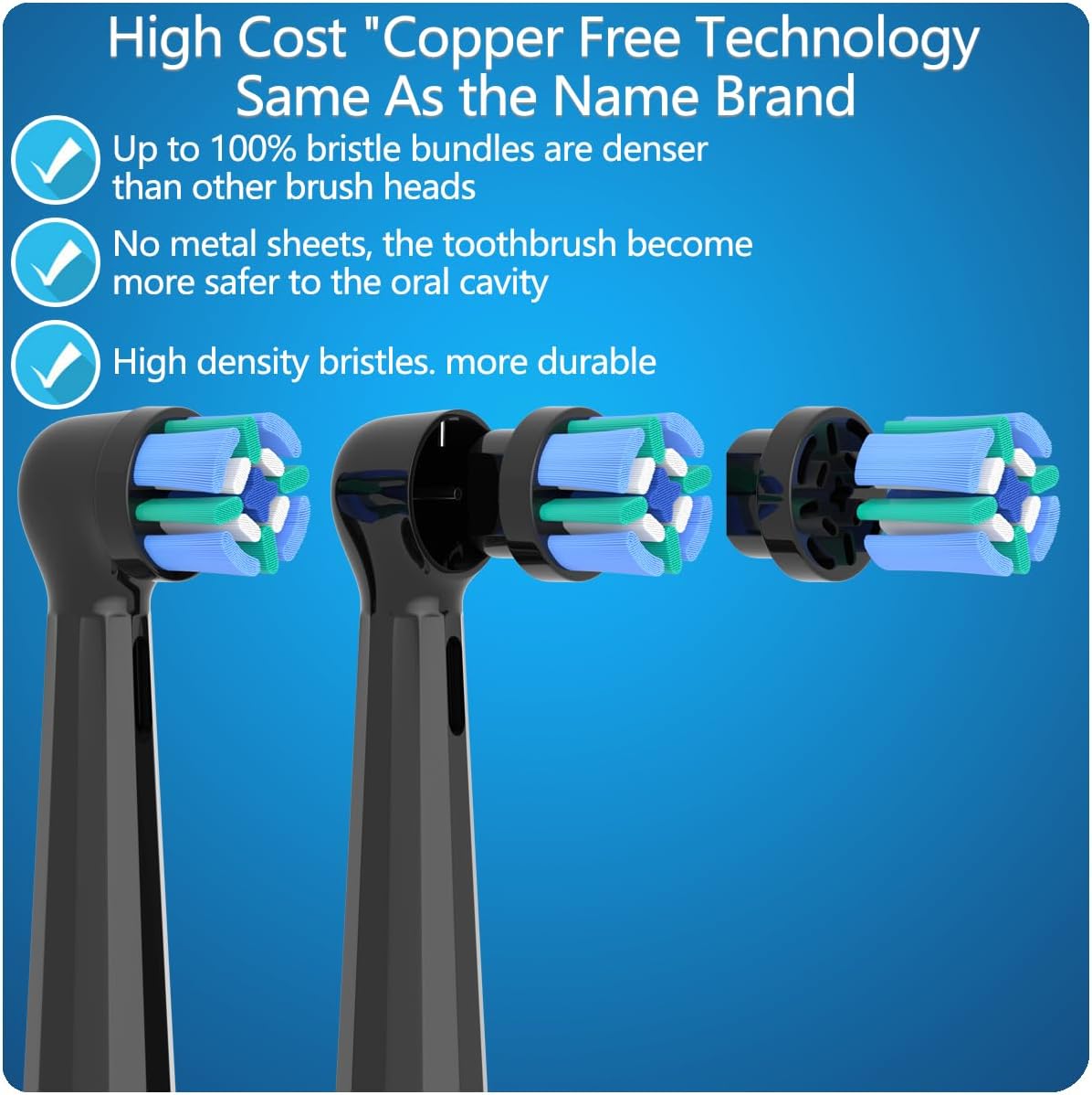 8 Pack Replacement Heads Compatible with Oral B iO Toothbrushes, Brush Heads for Oral-B iO 2/3/4/5/6/7/8/9/10/7G Series, with Covers, Black+White