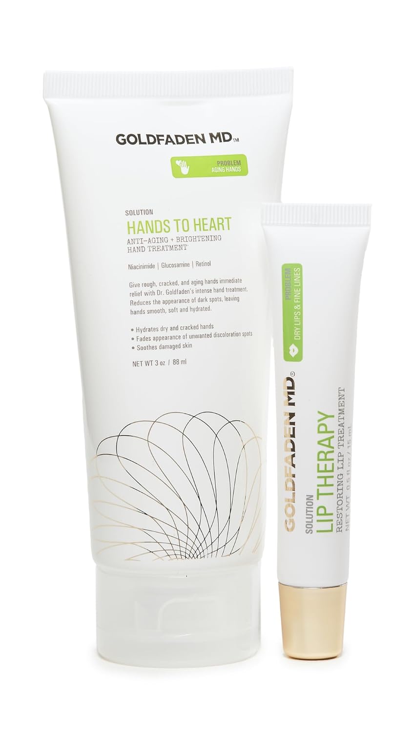 Goldfaden MD Ultimate Hydration Duo Hands to Heart Moisturizing Anti-Aging Hand Cream 3oz and Lip Therapy Restoring Lip Balm .5oz