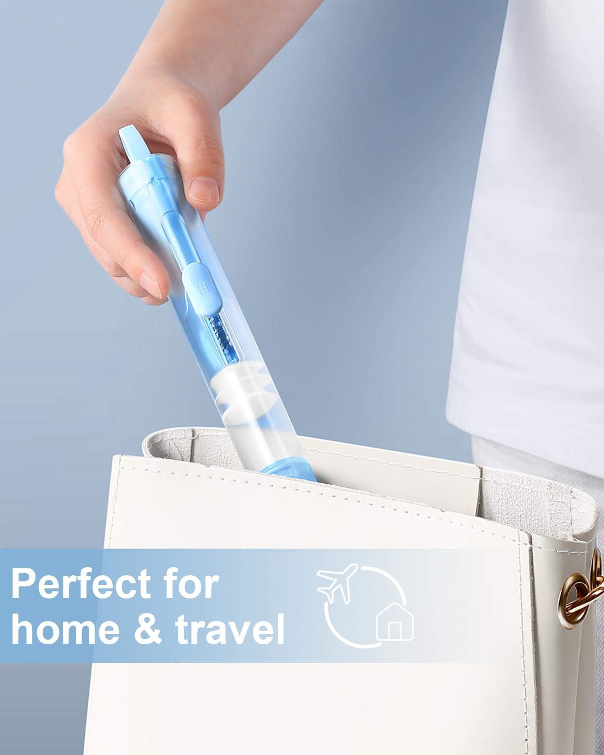 2 Pcs Travel Toothbrush Kit Fold Built-in Toothbrushes Set, Soft Bristles for Travel Camping School Business Trip (Blue, White)