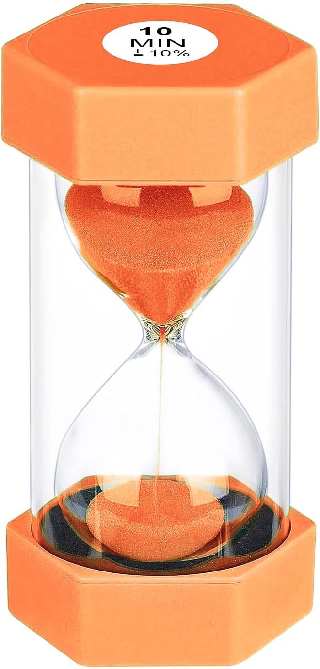 10 Minute Sand Timer Hourglass, Unbreakable Hourglass Sand Watch 10 Min, Reloj De Arena 10 Minutos, Colorful Plastic Hour Glass Sandglass for Classroom Games （Orange