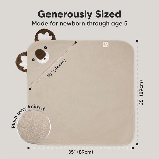 KeaBabies Hooded Baby Towel for Newborn - Viscose Derived from Bamboo Large Baby Bath Towels with Hood for Boys, Girls, Toddler, Extra Absorbent & Soft Newborn Bath Essentials (Koala, Regular)