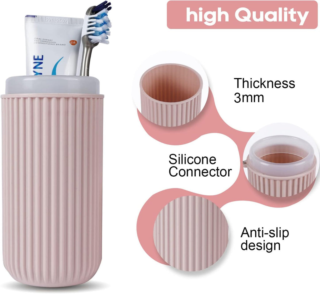 UCEC Toothbrush Travel Case, 8.2 Inch Longer Holder, Portable for Traveling Camping Business Trip School Bathroom, 2 Pack (Blue, Pink)