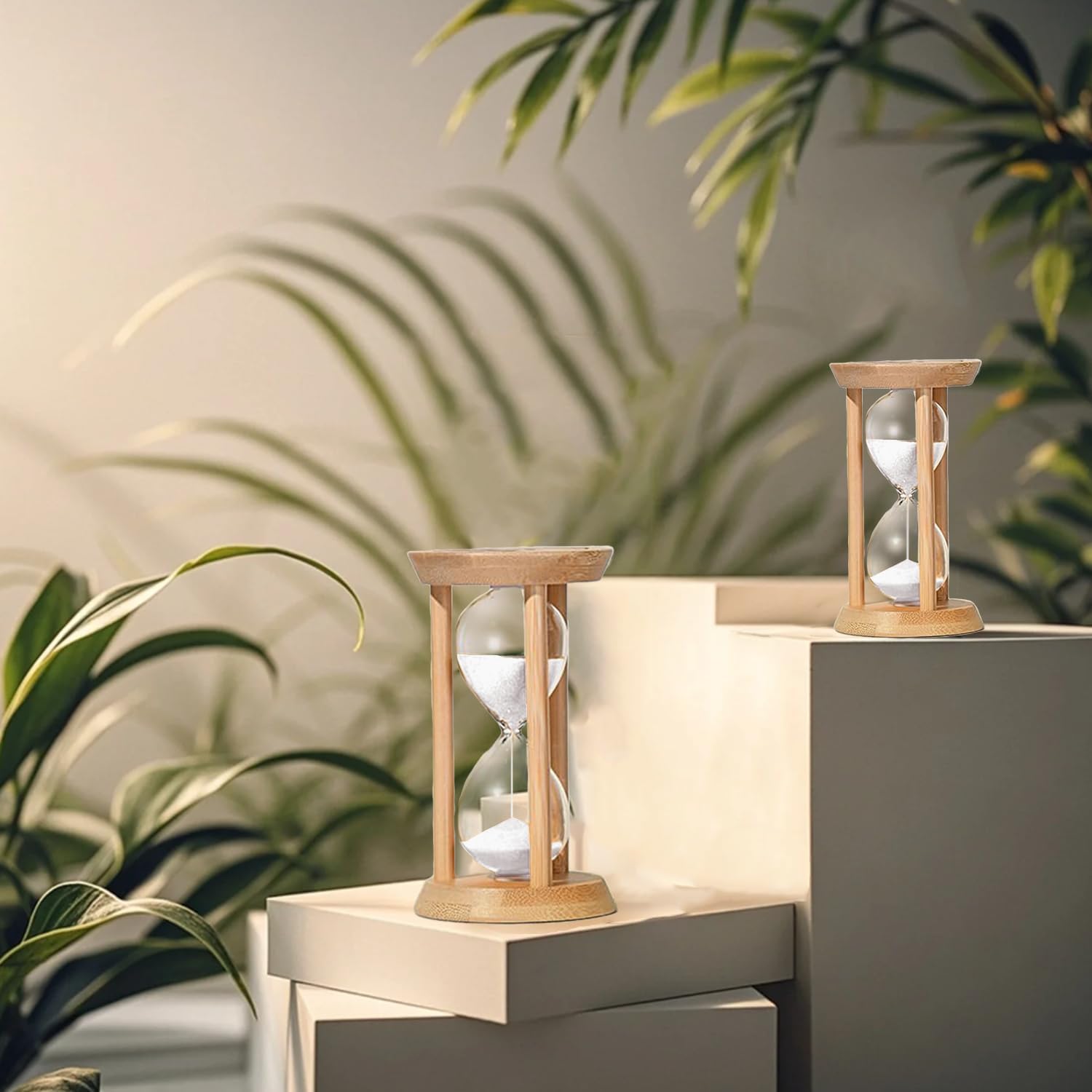 Mini Sand Timer 1 Minute, Hourglass 1 Min,Wood Sandglass,Bamboo Sand Clock- Decorative Timer for Classroom,Baking,Game,Desk Decor & Gift,White