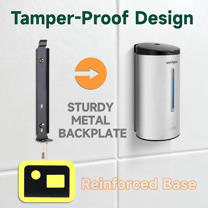 Professional 750ml Automatic Wall-Mounted Soap Dispenser with Anti-Corrosion Coating (Brushed Stainless Steel)