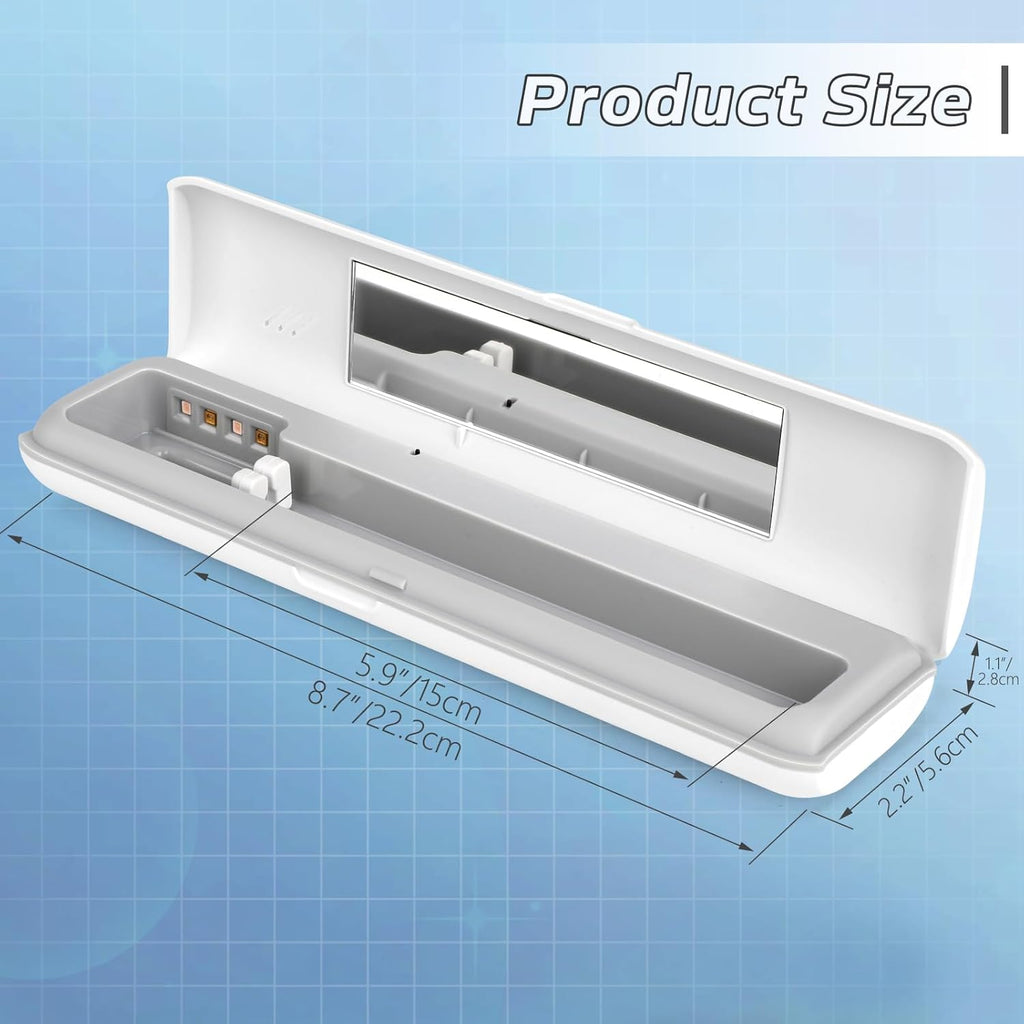 YourMate UVC Toothbrush Case Travel Toothbrush Covers Case for Houshold and Traveling Power by AA Battery or USB-C Cord White