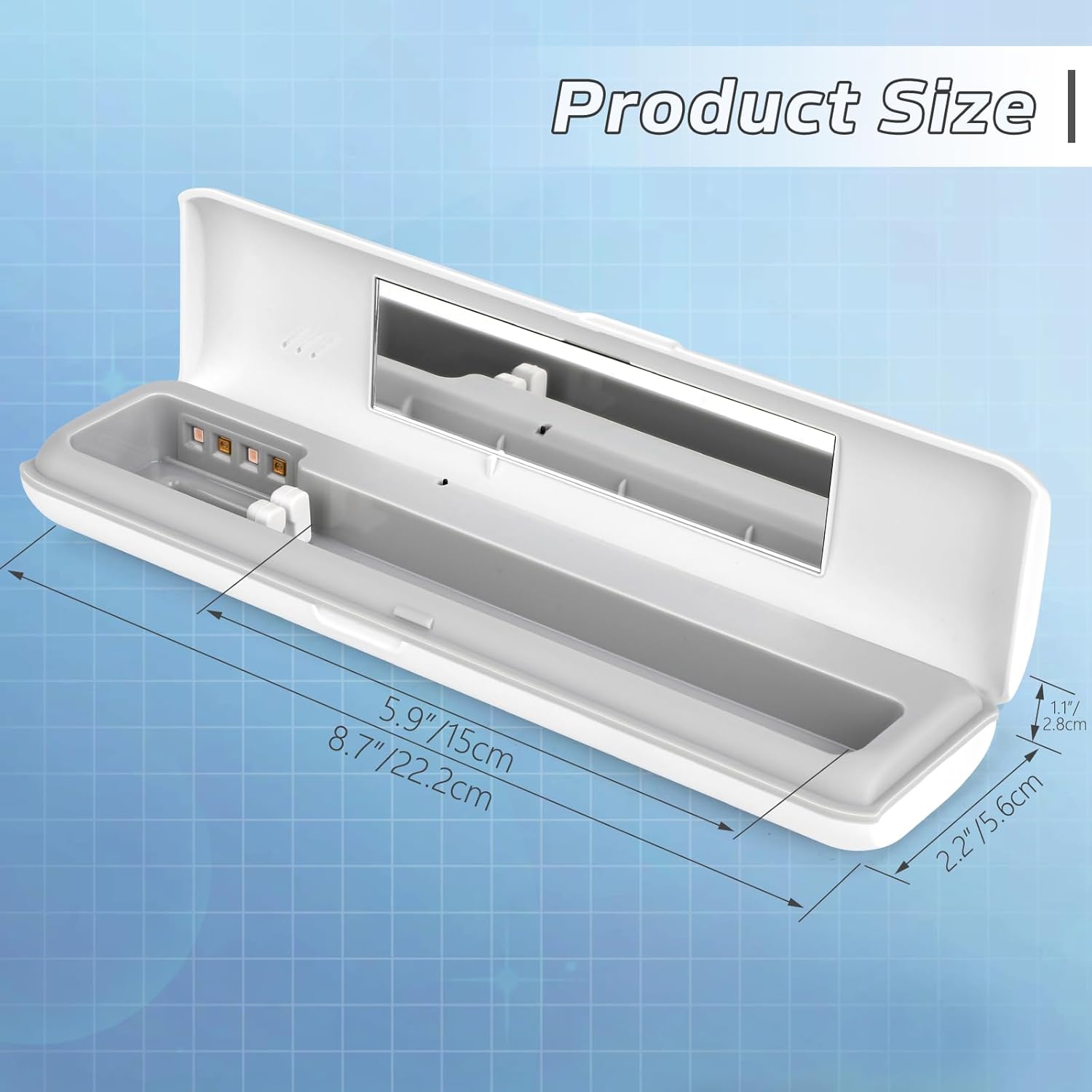 YourMate UVC Toothbrush Case Travel Toothbrush Covers Case for Houshold and Traveling Power by AA Battery or USB-C Cord White