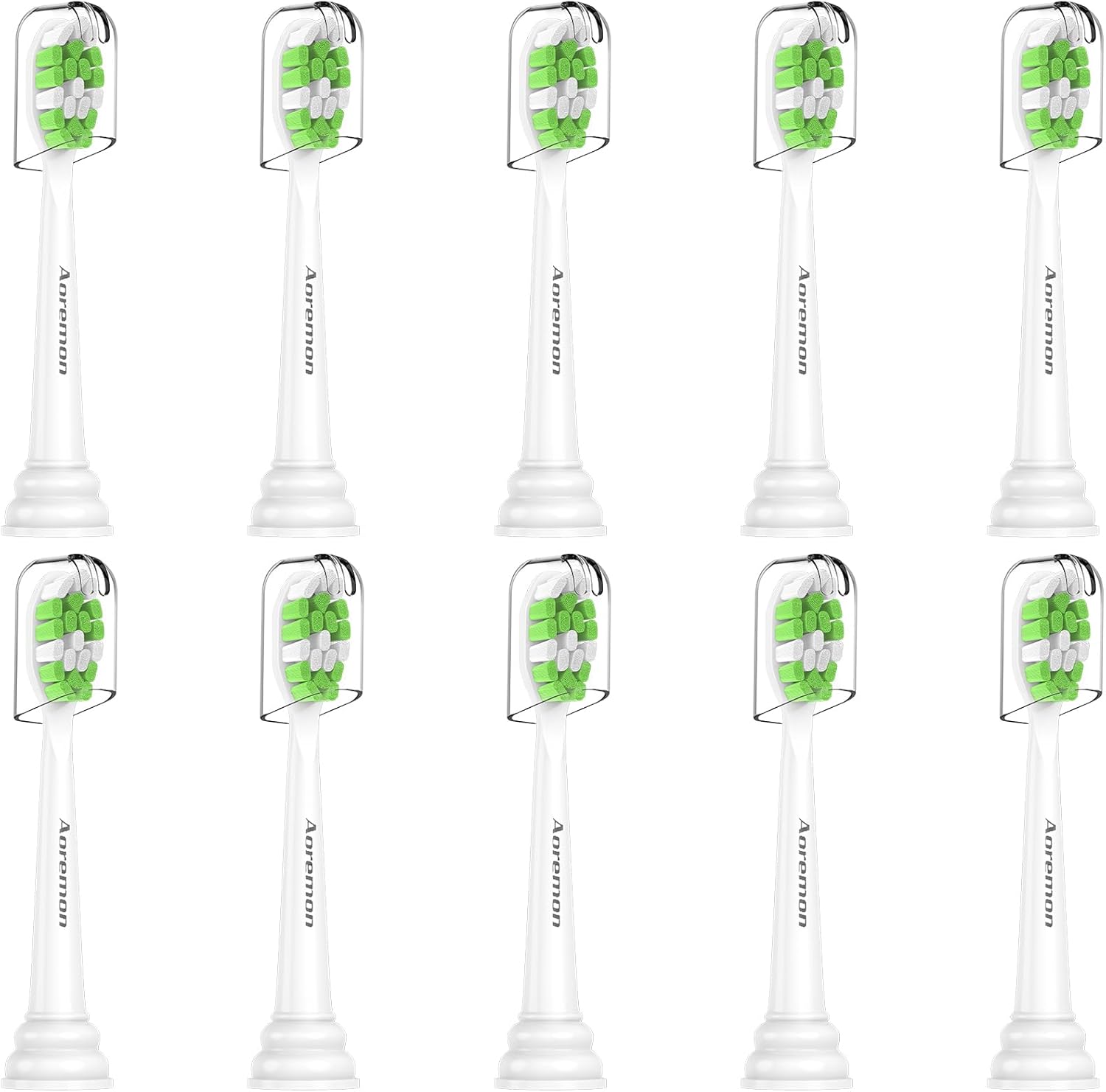 Aoremon Replacement Heads for Philips Sonicare Toothbrush Heads - Compatible with Phillips Sonicare W HX6062/65 & All Snap-on Electric Toothbrush Models, White Pack of 10