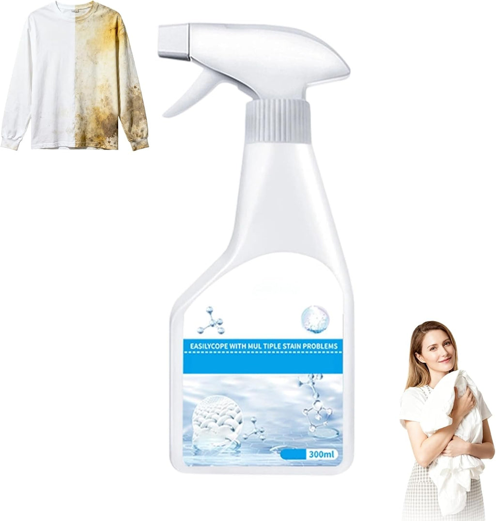 Wondolla Stain Remover, Stain Treater Spray, White Shirt Guardian Dry Clean Spray, Clothes Oil Laundry Cleaning Remover, Strong Decontamination for Grease/Oil/Food on Clothes and Shoes (1PC,300ML)