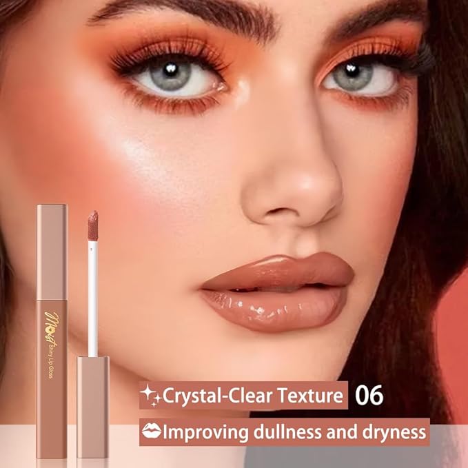 Lip Stain Hydrating High Shine – Lightweight Non-Sticky Glossy Lip Tint, Mirror Shine Moisturizing Lip Makeup for Plump & Full Lips, Long-Lasting Rich Color Lip Glaze, Soft Smooth Lip Gloss 06#