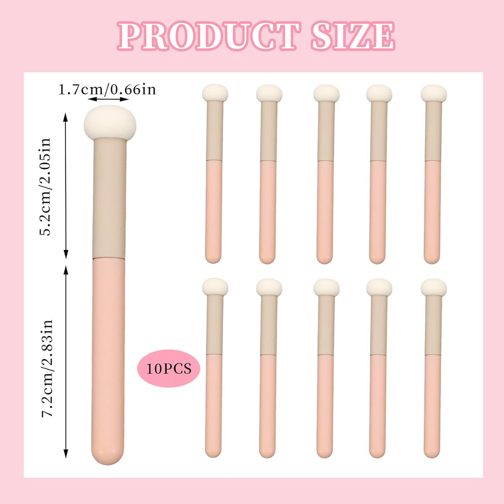 10 Pcs Makeup Applicators, Concealer Sponge With Handle, Round Mushroom Makeup Brushes, Soft Fluffy Face Blenders & Sponges Applicator For Women Girls (Pink)