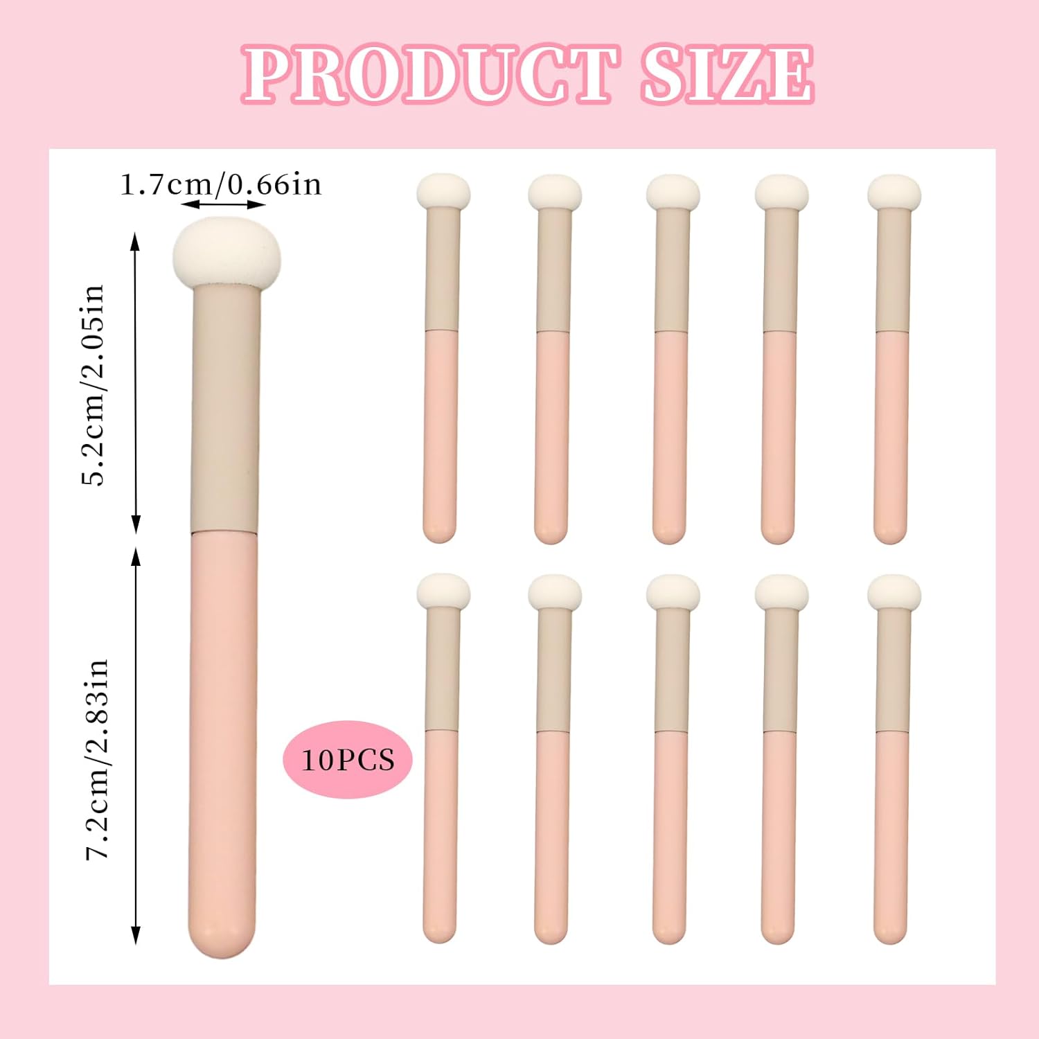 10 Pcs Makeup Applicators, Concealer Sponge With Handle, Round Mushroom Makeup Brushes, Soft Fluffy Face Blenders & Sponges Applicator For Women Girls (Pink)
