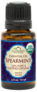 US Organic 100% Pure Spearmint Essential Oil - USDA Certified Organic, Steam Distilled - W/Euro droppers (More Size Variations Available) (15 ml / .5 fl oz)