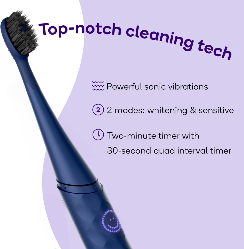 Burst Curve Sonic Electric Toothbrush for Adults (Cobalt Blue) | Slim Travel Brush with Cover | Ultra Soft Bristles | Up to 2 Month Rechargeable Battery | Two Modes & Timer