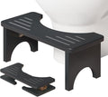 Osivaes 7 Inch Foldable Squatting Poop Stool, Bamboo Toilet Stool Squat for Adults, Collapsible Wooden Toilet Step for Bathroom, Non-Slip Potty Stool Portable for Travel Size, Black