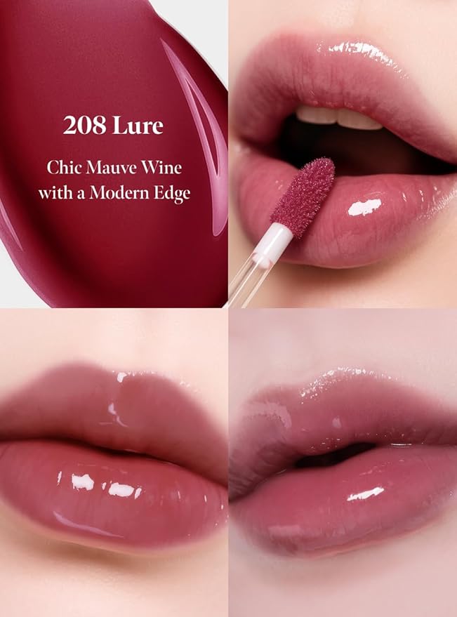 Dew Drop Tint #208 Lure 4.5g, Glossy, Lightweight Lip Stain, Glass-Like, High Shine, Moisturizing Lip Oil, Long Lasting Color, Hydrating Gloss, Dewy Finish, Korean Beauty Makeup
