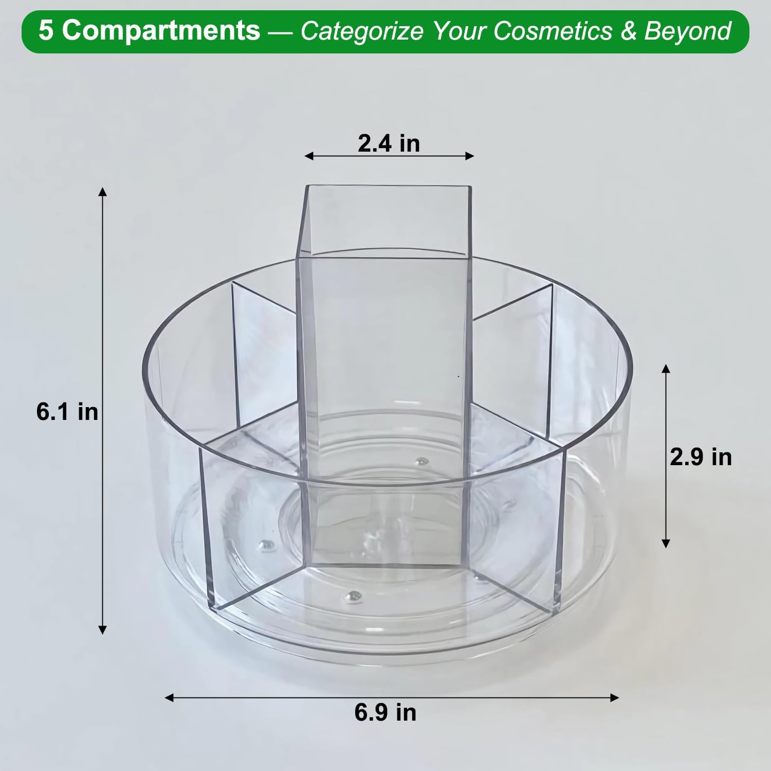Taiuloo 360 Rotating Makeup Organizer, Lazy Susan Cosmetics Storage Turntable, Round Spinning Brush & Pen Holder, Clear Acrylic Organizer Tray for Vanity, Bathroom, Office Desk