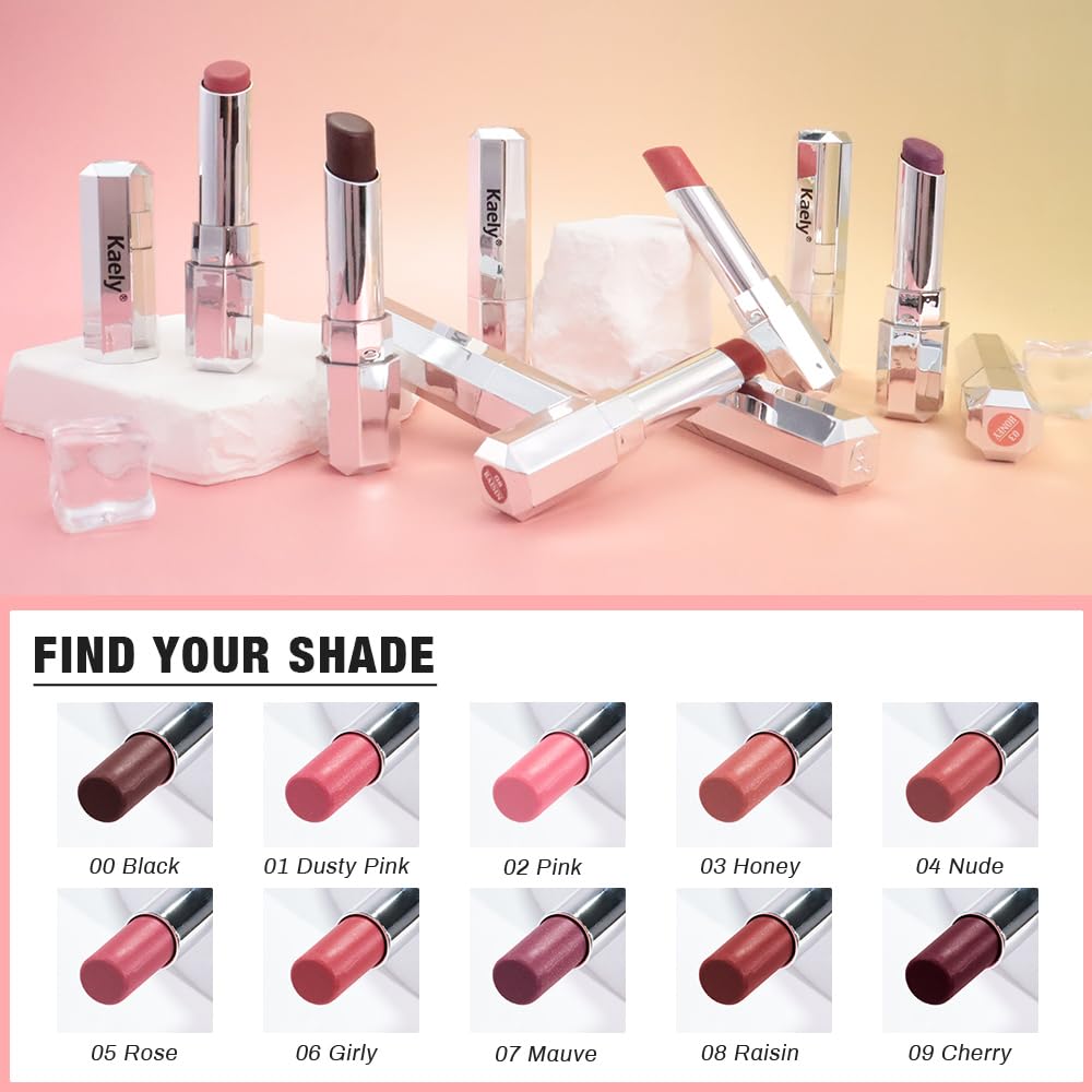 Kaely Mauve Honey Lipstick Tinted Lip Balm, Hydrating Shine Lipstick for Women Dry Lips, Moisturizing Nourishing Glossy Lip Gloss Stain Makeup, Sheer Lightweight, Vegan & Cruelty-Free, 07