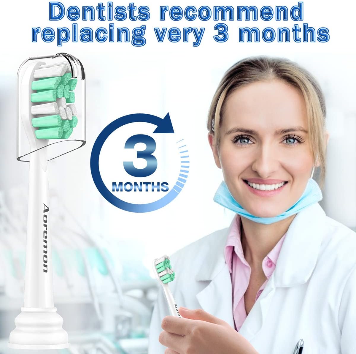 Aoremon Replacement Heads for Sonicare - Toothbrush Heads Compatible with Philips Sonicare Snap-on Electric Toothbrush (White),8 Pcs